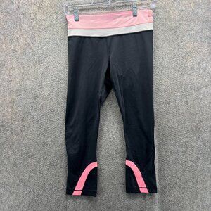 Lululemon Pants Womens 4 Black Pink Athletic Yoga High Rise Knit Leggings